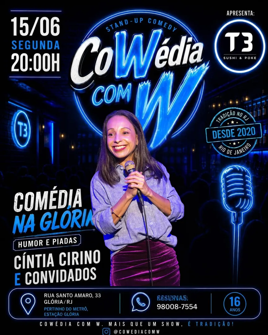 SEG. 22/06 - COMÉDIA NA GLÓRIA - SHOW DE HUMOR